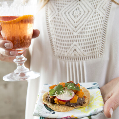 Chile-Roasted Pumpkin & Black Bean Tostadas