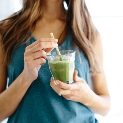 Ingredients for the most Delicious Smoothie with Spinach, Almond Butter & Banana (my go-to healthy breakfast lately!)