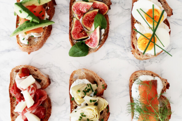 love this party idea - let guests build their own gourmet toasts!