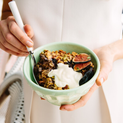 Coconut, Banana & Blueberry Baked Oatmeal - a healthy, filling breakfast that can be totally prepped the night before!