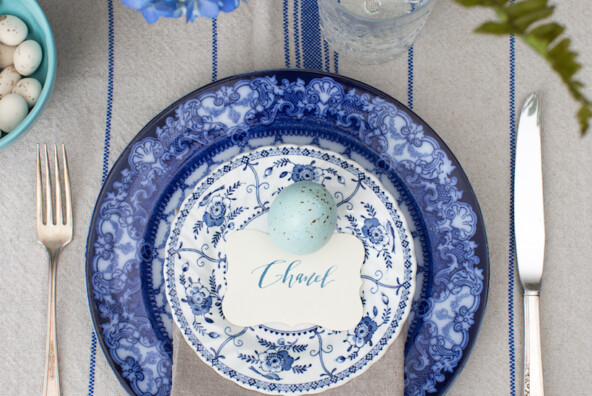 gorgeous blue easter table setting