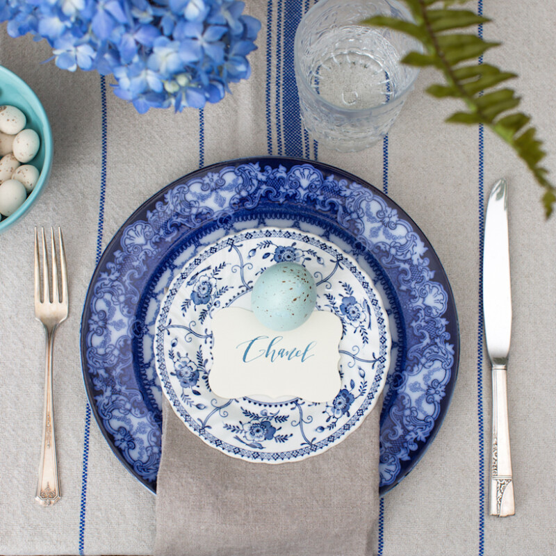 gorgeous blue easter table setting