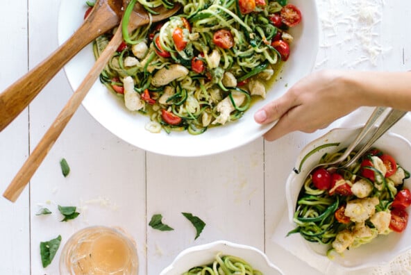 Zucchini Noodle Pesto Pasta - the easiest most delicious low-carb "pasta" I've ever had!