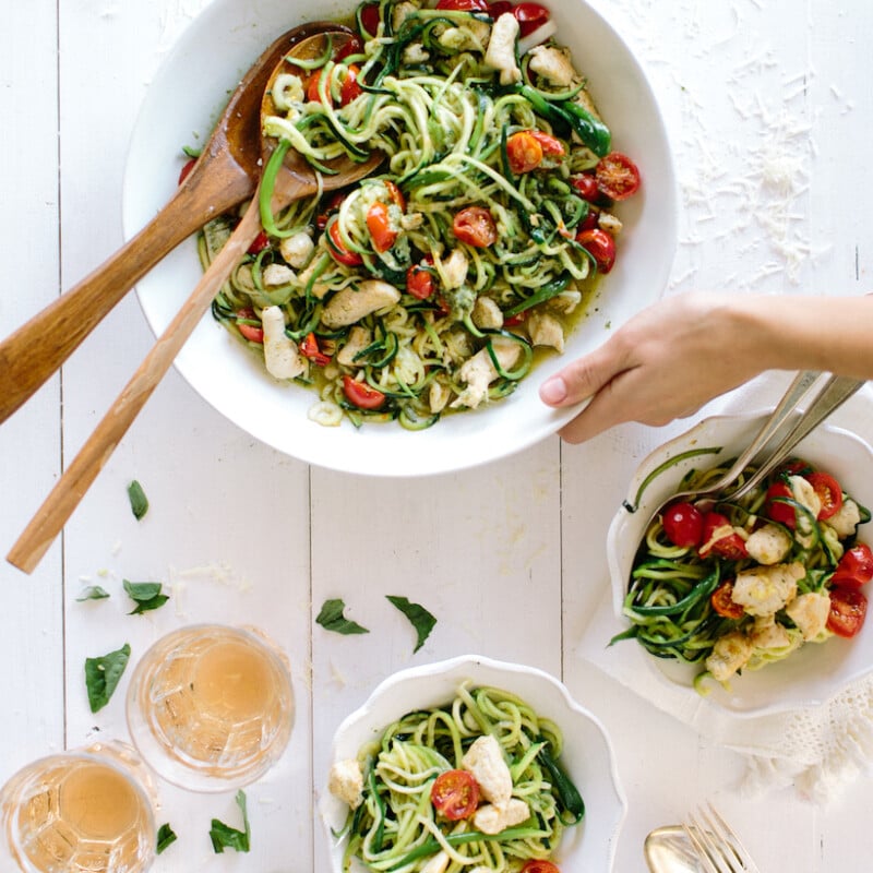 Zucchini Noodle Pesto Pasta - the easiest most delicious low-carb "pasta" I've ever had!