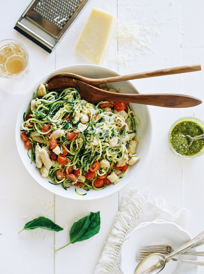 Zucchini Noodle Pesto Pasta - the easiest most delicious low-carb "pasta" ever!