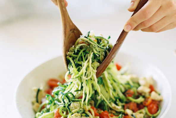 Zucchini Noodle Pesto Pasta - the easiest most delicious low-carb "pasta" ever!