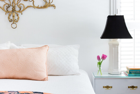 Bright Colorful Bedroom with Kantha Quilt