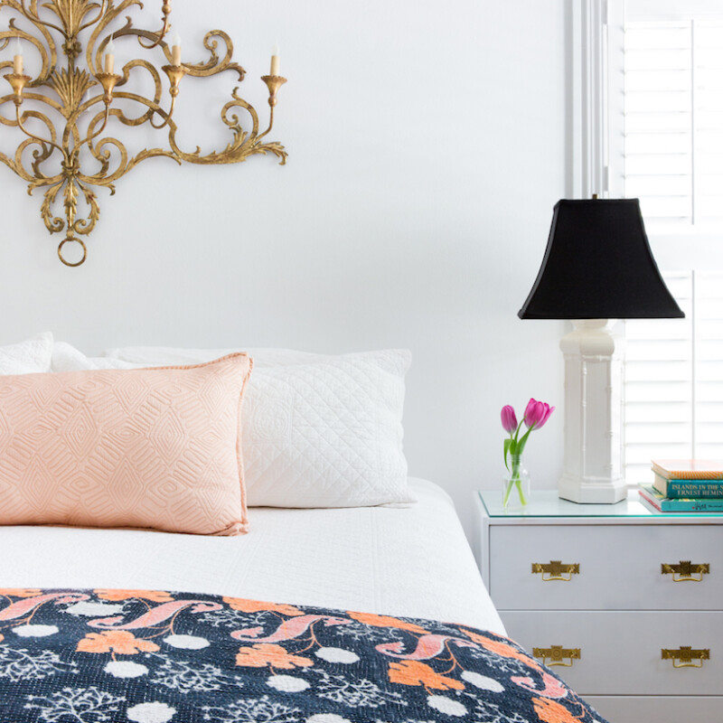 Bright Colorful Bedroom with Kantha Quilt