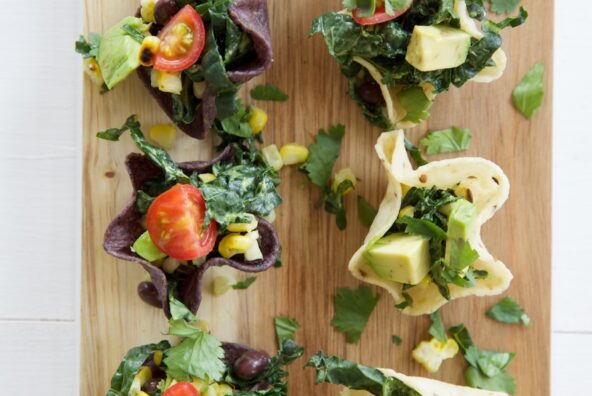 taco salad bites on platter