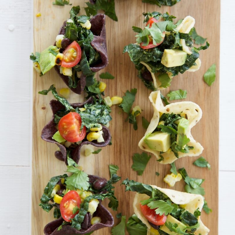 taco salad bites on platter