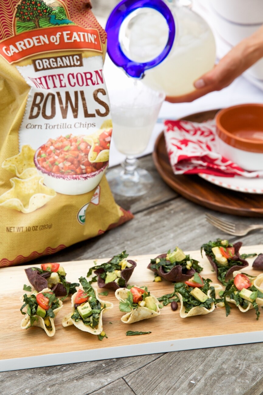 taco salad bites on tray