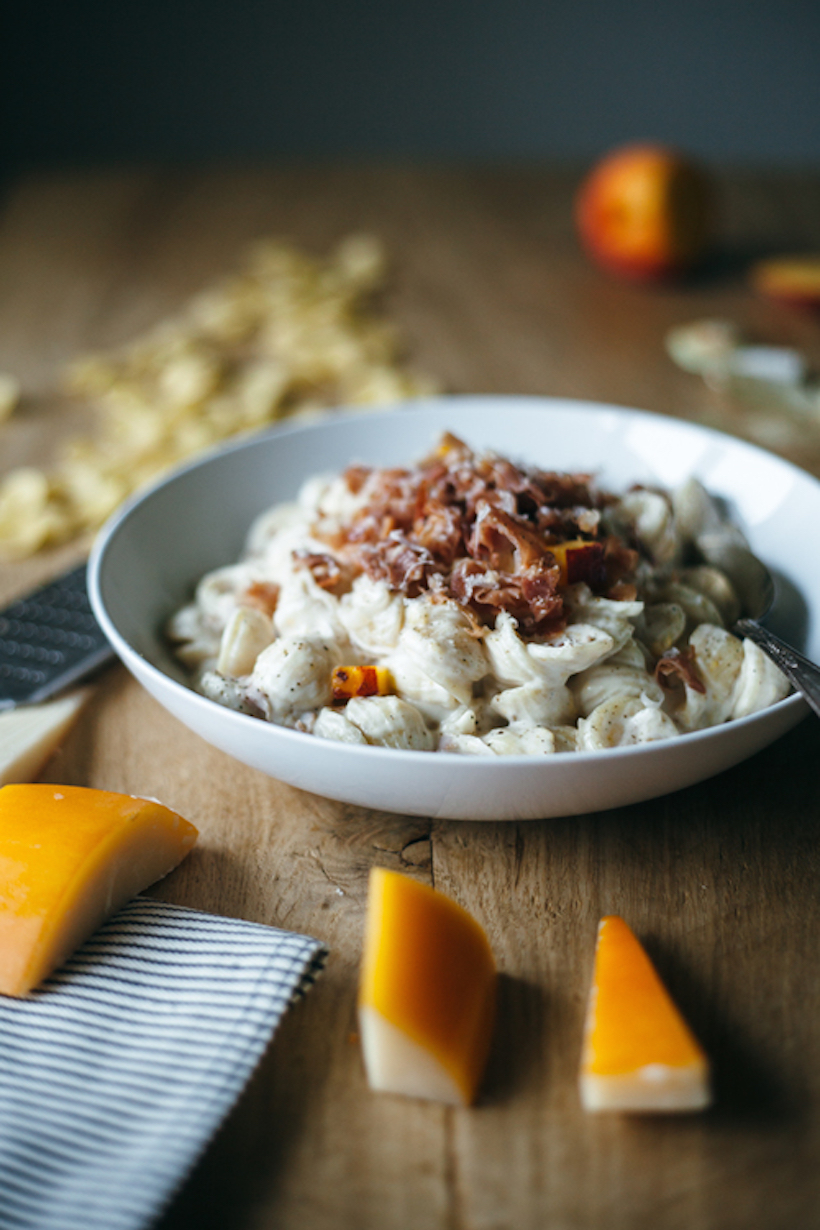 Gouda Mac & Cheese With Peaches and Prosciutto from My Name is Yeh_bbq side dishes