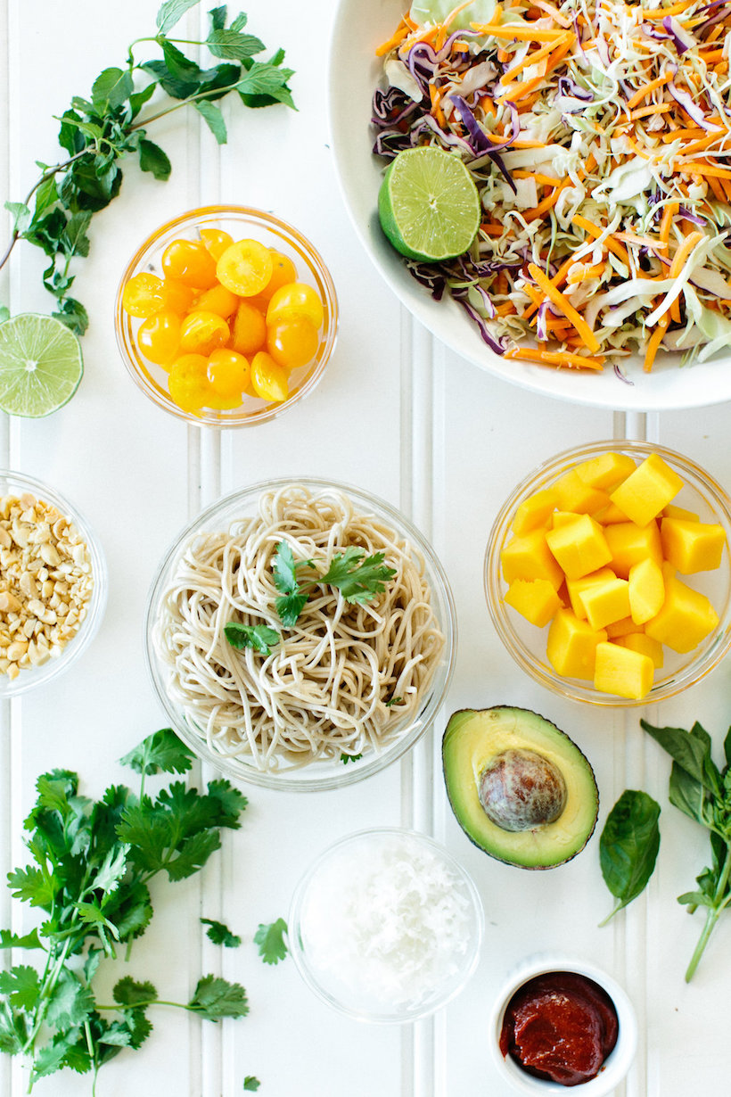 easy weeknight dinner! // soba noodle salad with coconut & mango // vegan + gluten-free