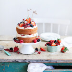 red white blue naked cake