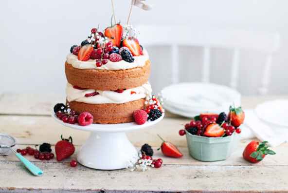 red white blue naked cake