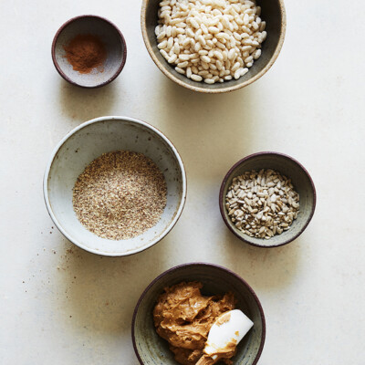 Puffed Brown Rice Bars with Tahini & Bittersweet Chocolate - and they're Vegan + Gluten-Free!