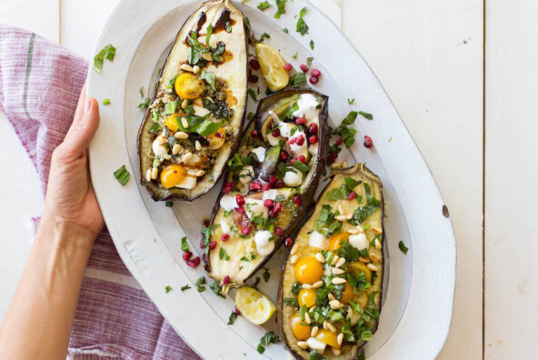 how to stuff and bake eggplants -- such an easy vegetarian main dish!