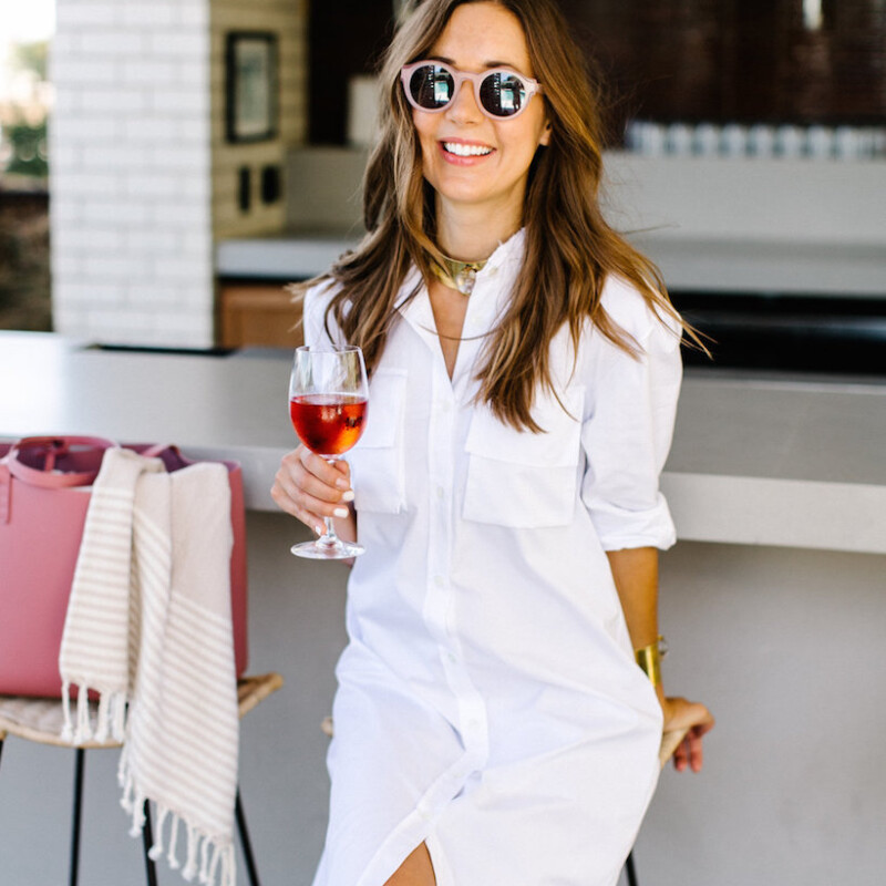 rosé and round sunnies at poolside bar, south congress hotel, austin