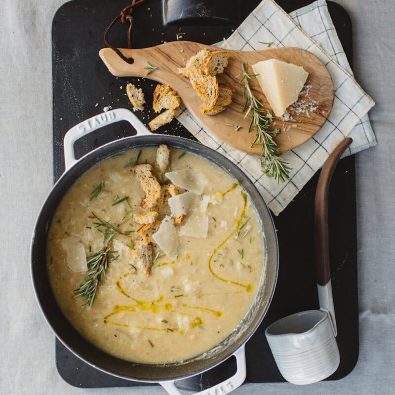 Roasted Cauliflower & White Bean Soup with Rosemary