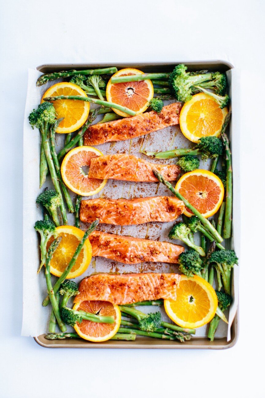 sheet pan roasted chili orange salmon