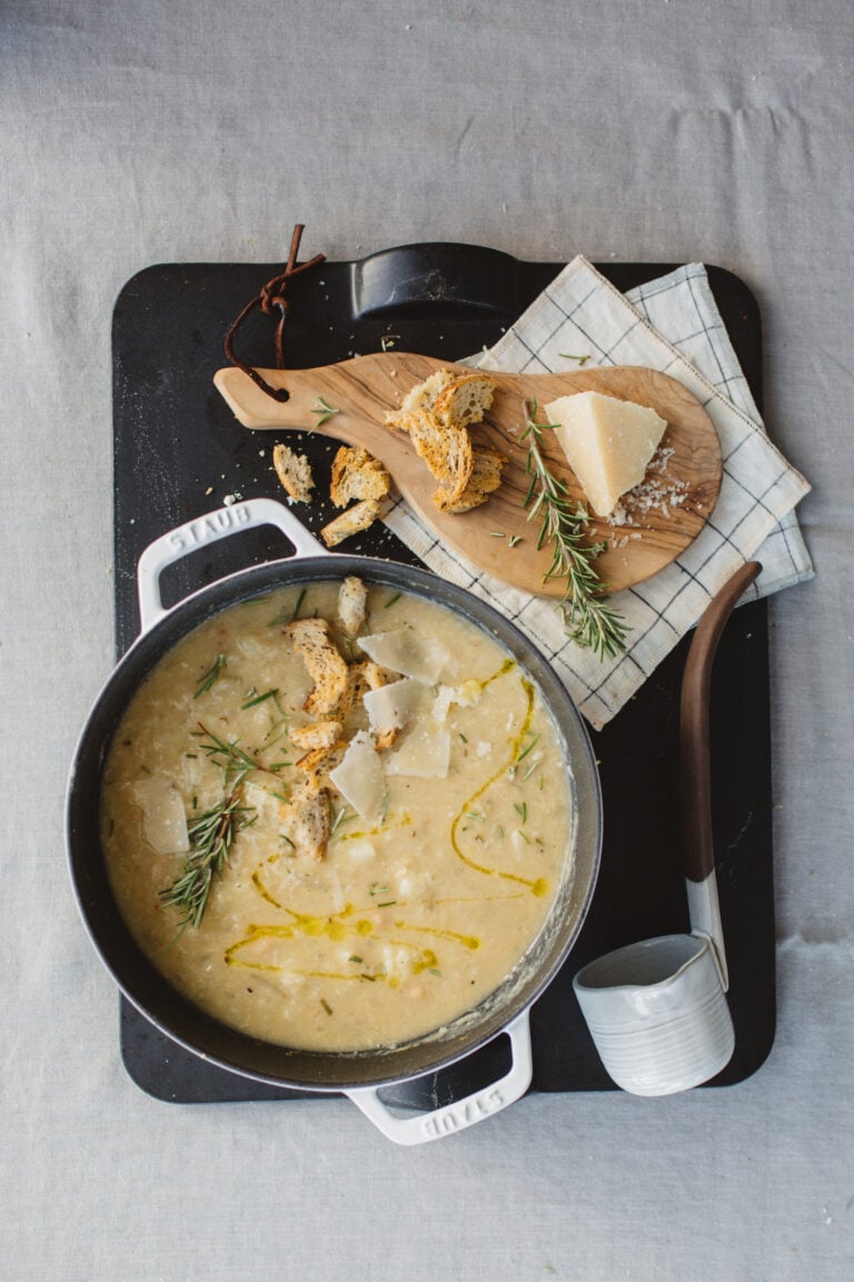 Roasted Cauliflower & White Bean Soup with Rosemary