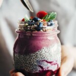 chia, acai, strawberry breakfast jar