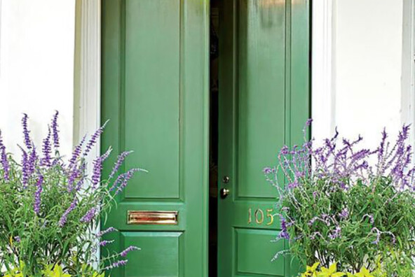 sage green front door color