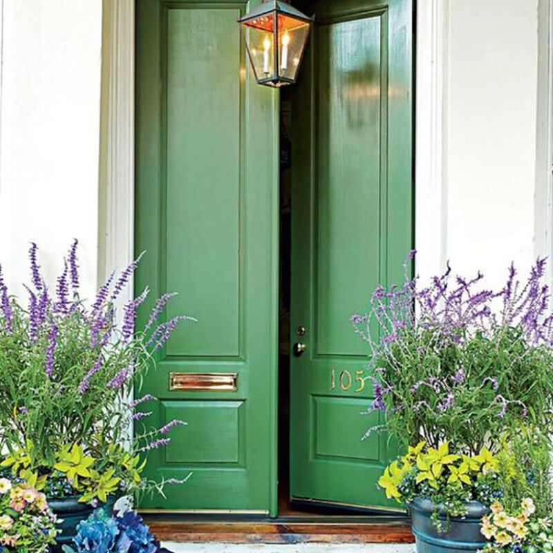 sage green front door color