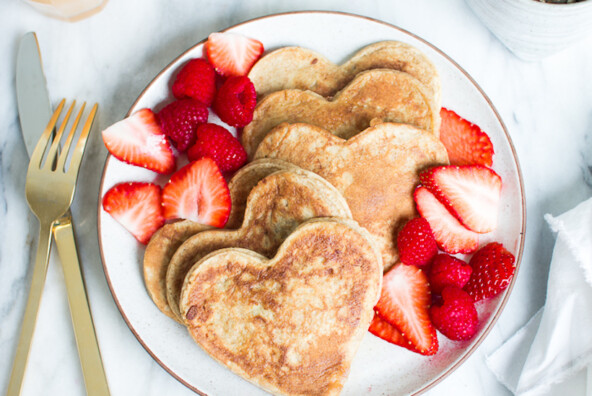 heart-shaped valentine's pancakes