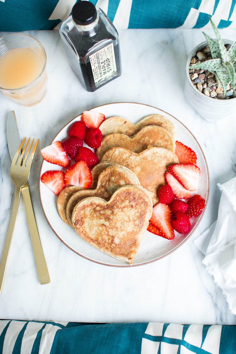heart-shaped valentine's pancakes 