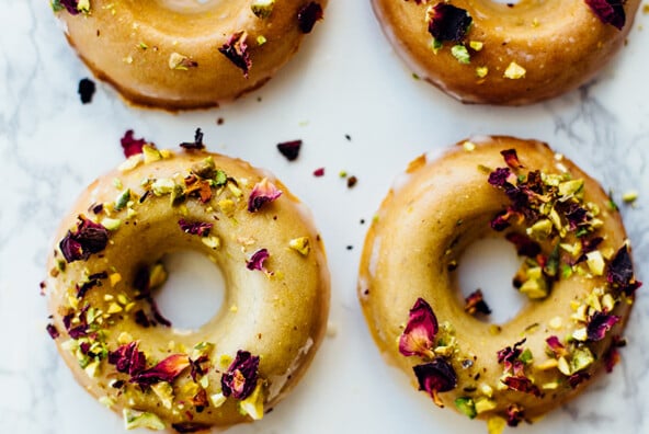 Baked Citrus Donuts with Rosewater Glaze