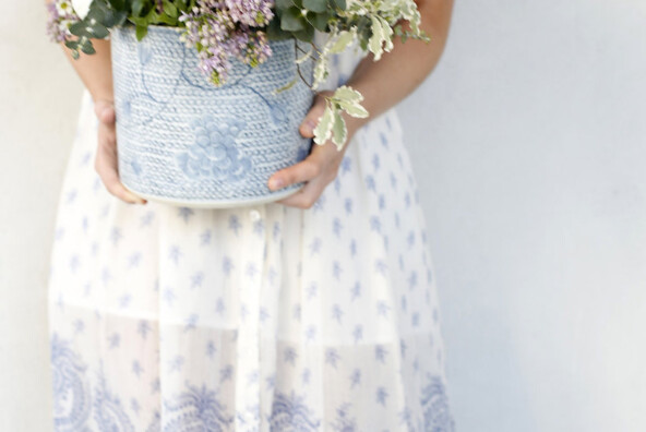 a bucket of springtime blooms