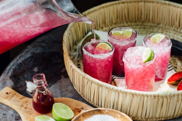 the best margarita recipes, best margarita recipes to start your weekend, prickly pear margaritas on the patio