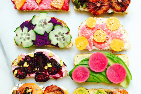 rainbow toast with all the beautiful toppings