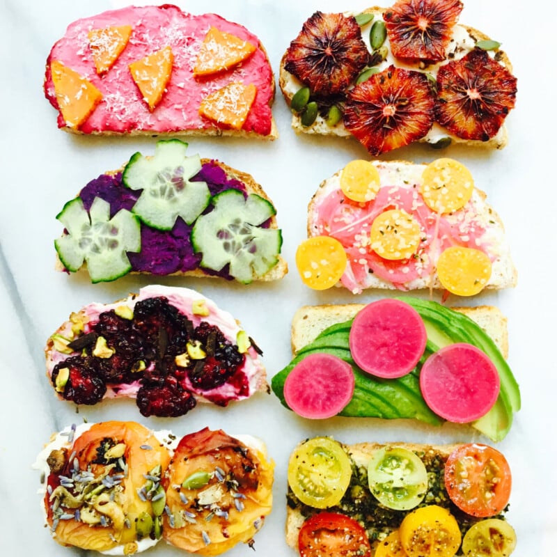 rainbow toast with all the beautiful toppings