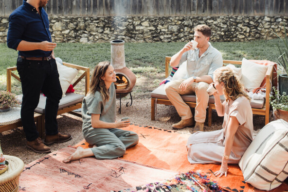 friends, fire pit, hanging out