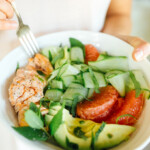 Salmon, cucumber and grapefruit salad