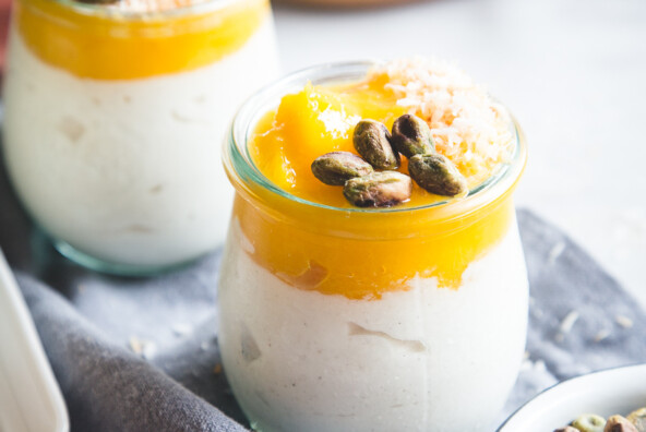 This Cardamom-Yogurt Mousse with Mango is a lighter way to satisfy your dessert cravings