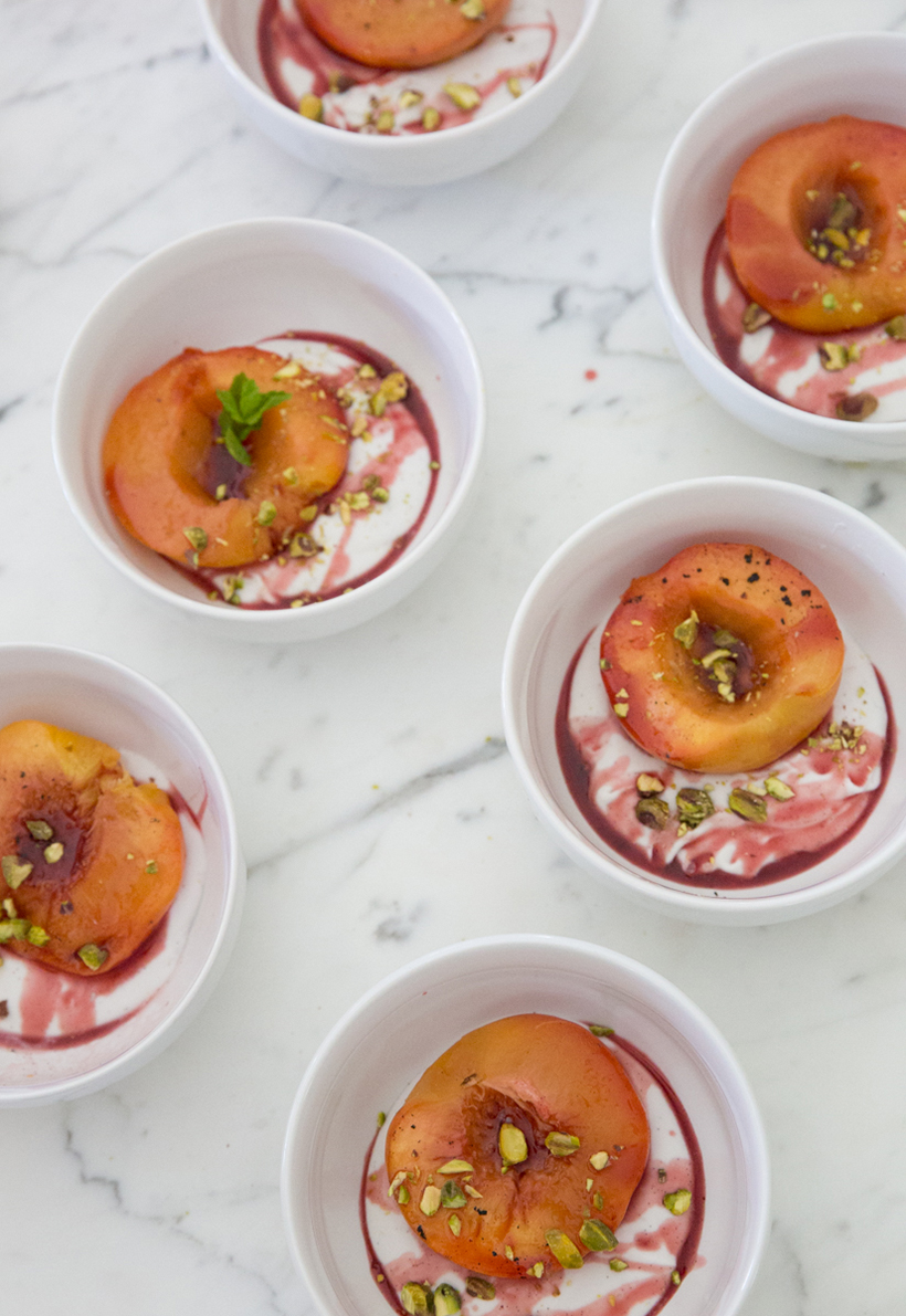Rosé poached peaches recipe