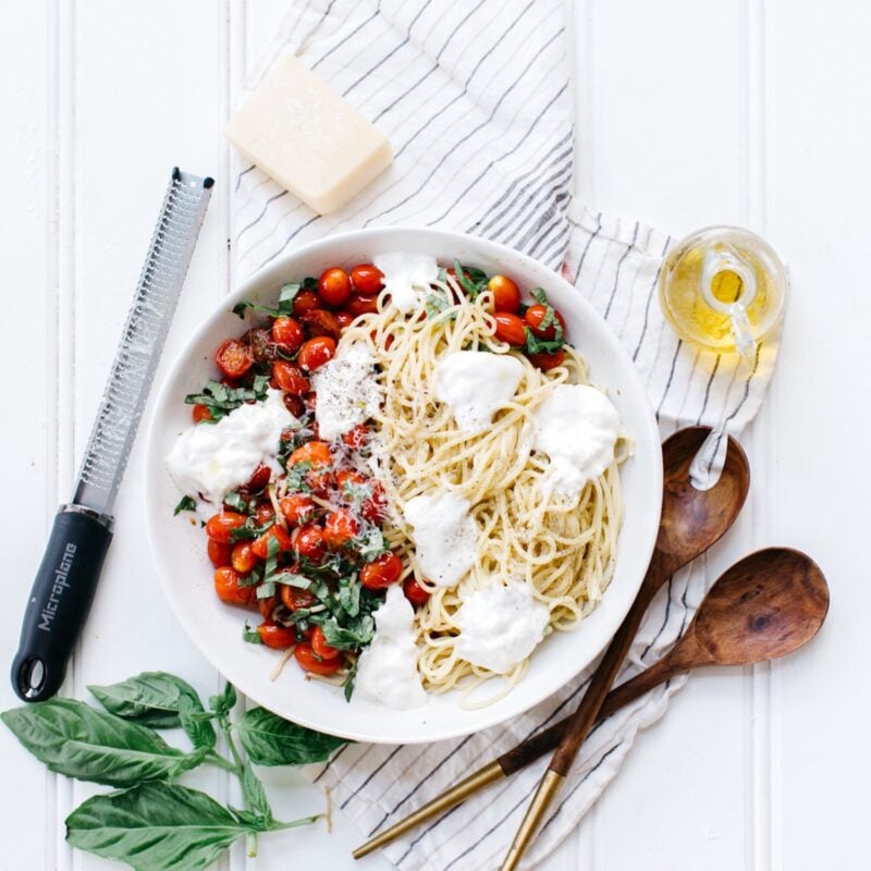summer spaghetti with roasted tomatoes