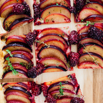 plum, ginger, and thyme tart