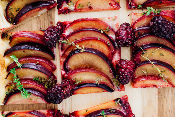 plum, ginger, and thyme tart