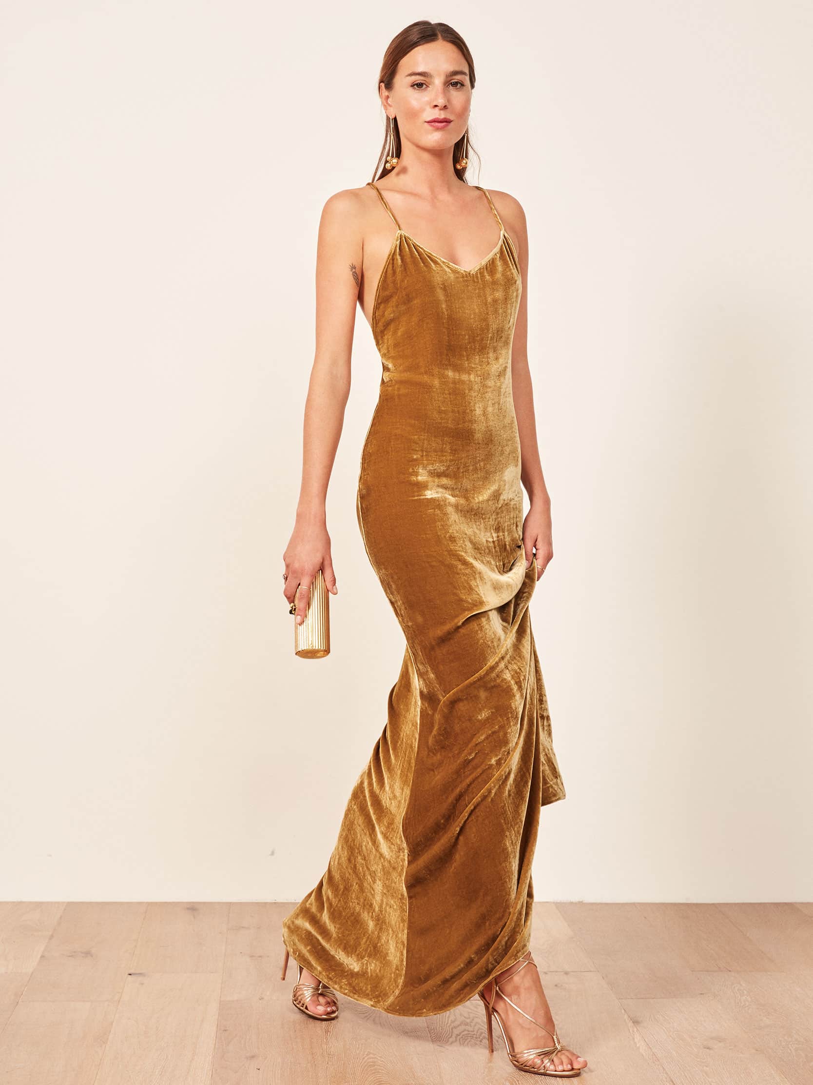 gold velvet holiday dress