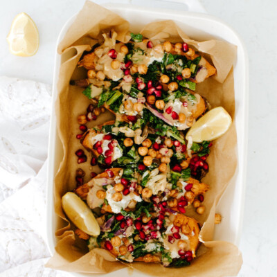 these Autumn Stuffed Sweet Potatoes are my favorite vegetarian weeknight meal!