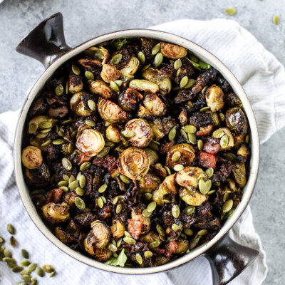 Mustard Roasted Brussels Sprouts with Bacon