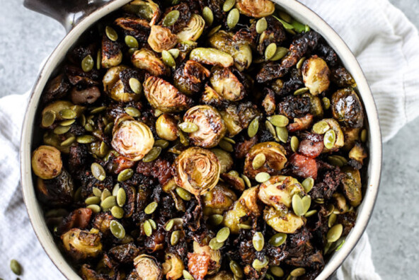 Mustard Roasted Brussels Sprouts with Bacon