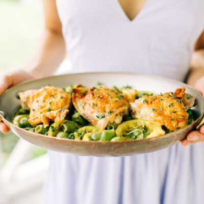 Recipe for Braised Chicken Thighs with Olives, Lemon, & Thyme