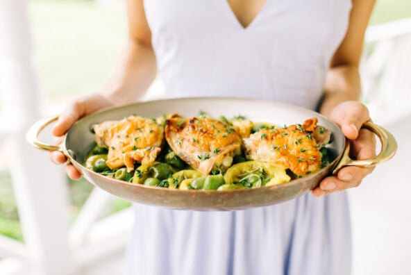 Recipe for Braised Chicken Thighs with Olives, Lemon, & Thyme