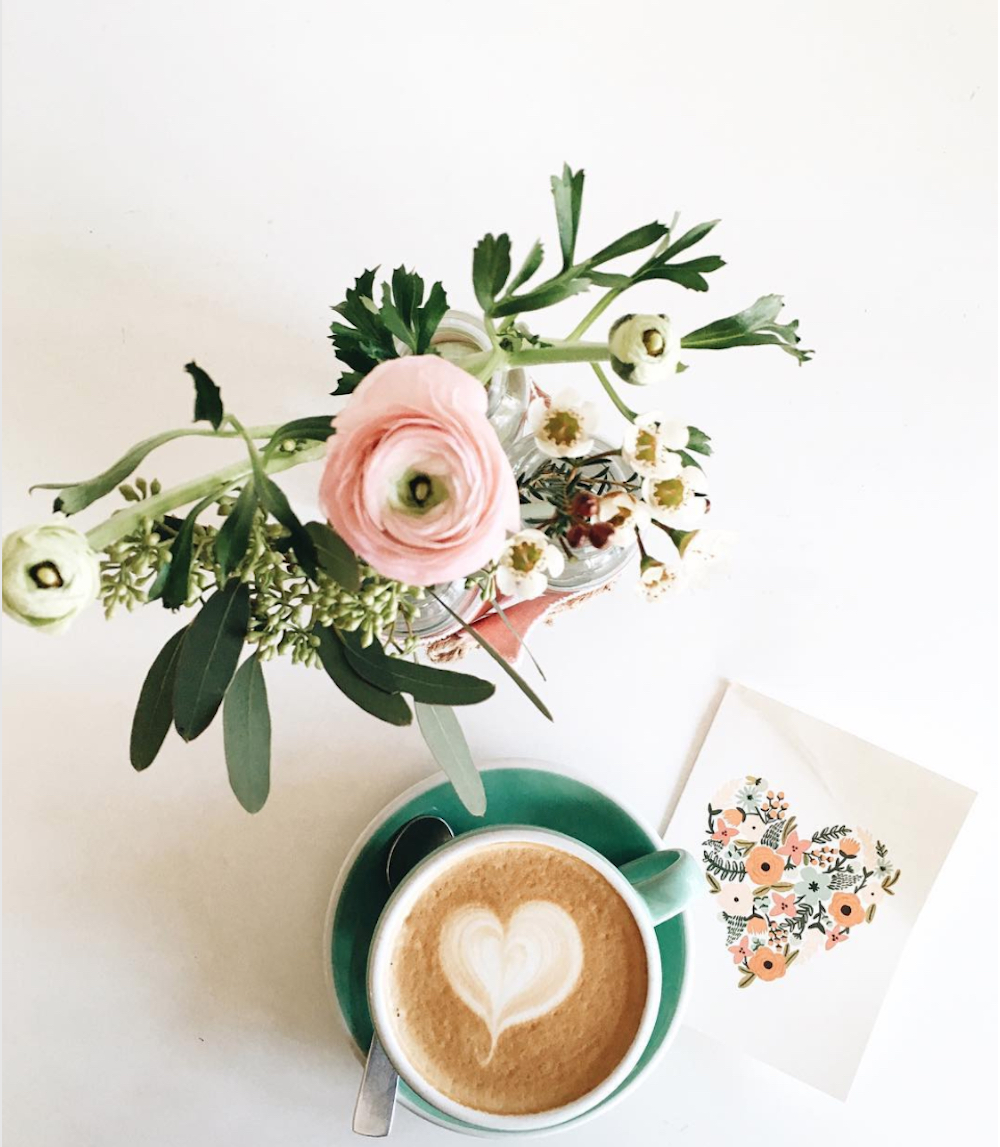 cappuccino and flowers