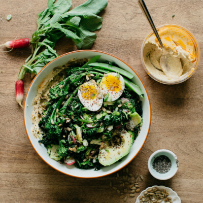 Hummus, Greens, & Avo Bowl